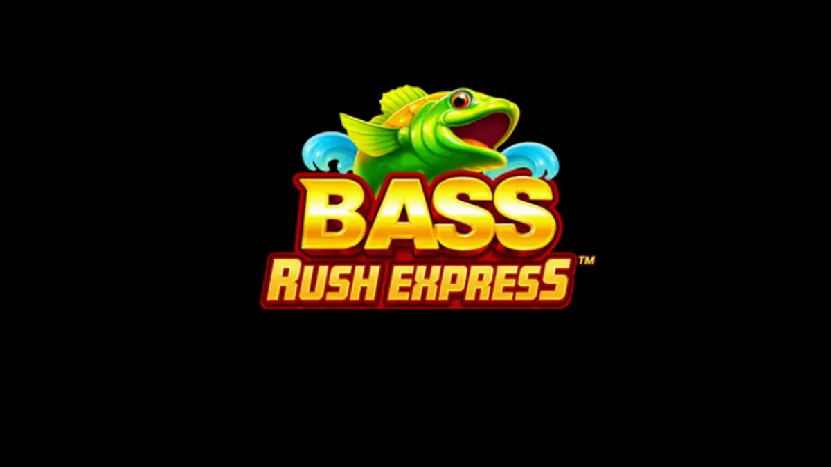 Tampilan antarmuka slot Bass Rush Express di perangkat mobile dengan latar danau yang tenang.