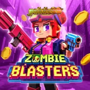 Tampilan grid 6x5 pada slot Zombie Blasters dengan tema retro arcade